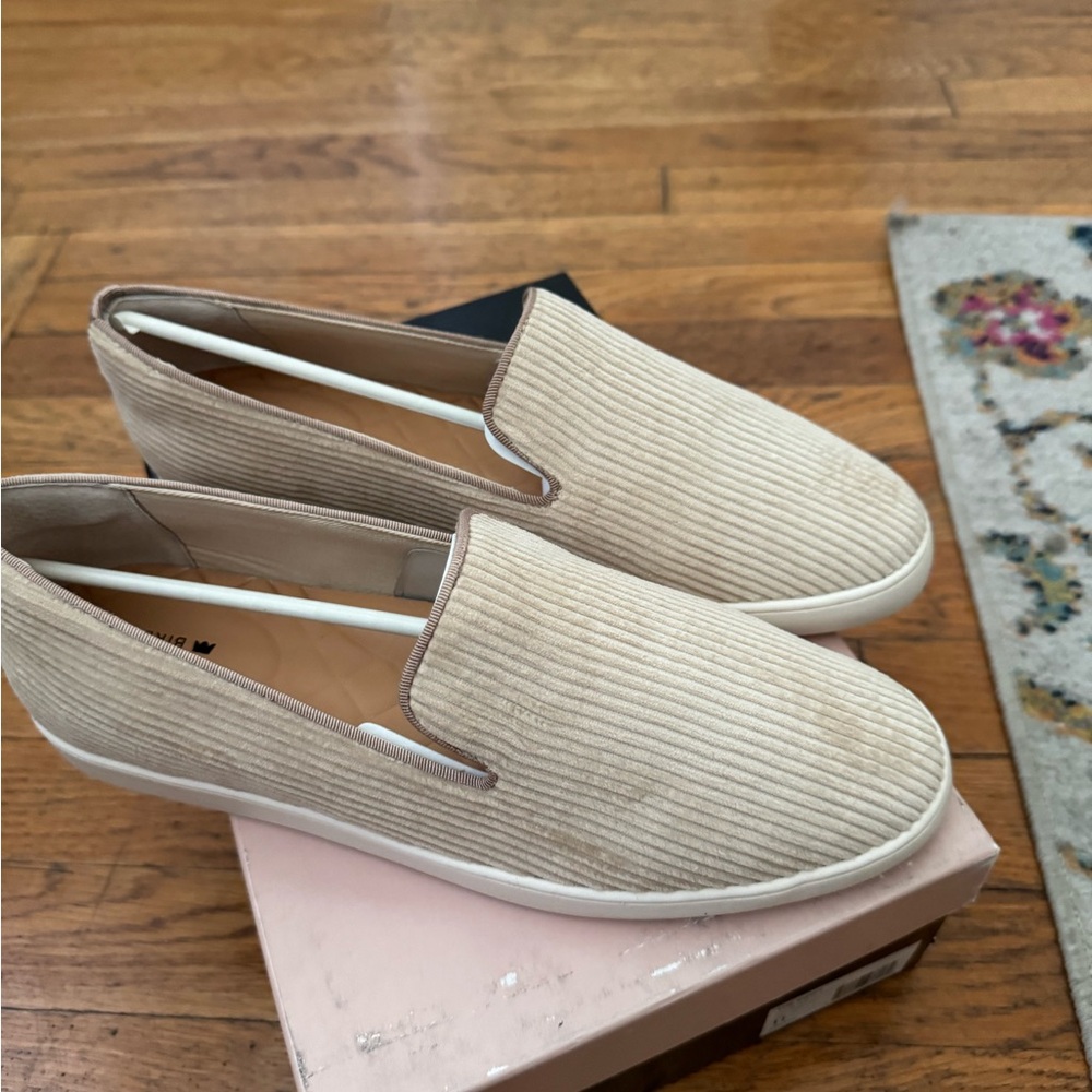 Birdies Beige Corduroy Slip-On Loafers